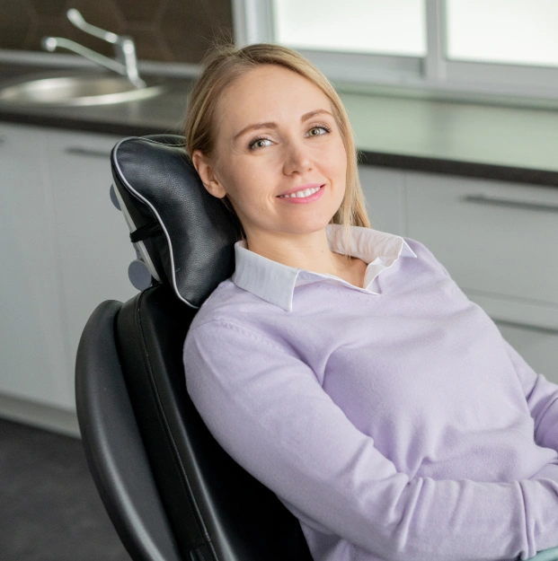 Patient receiving dental care in a comfortable treatment chair